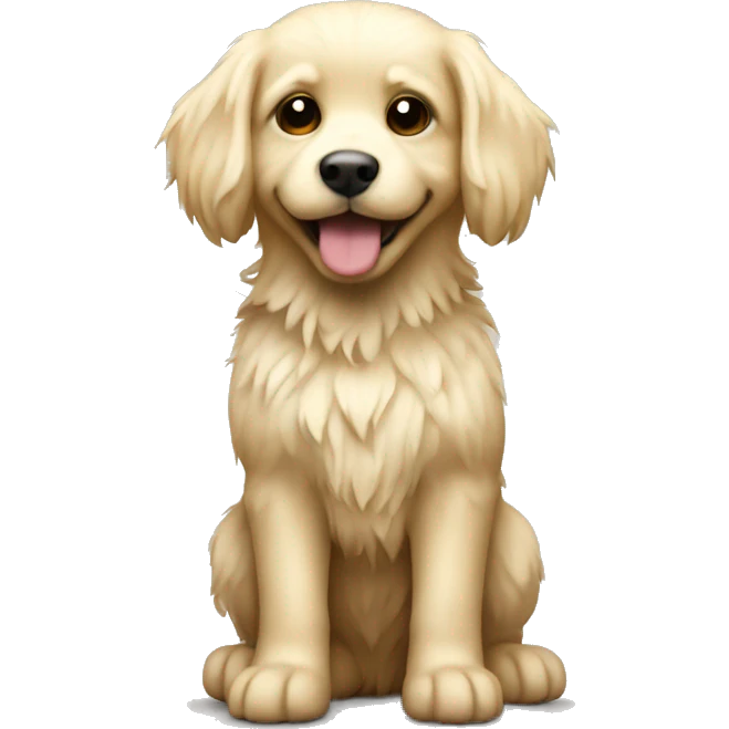 Light blonde small puppy with shaggy fur full body emoji