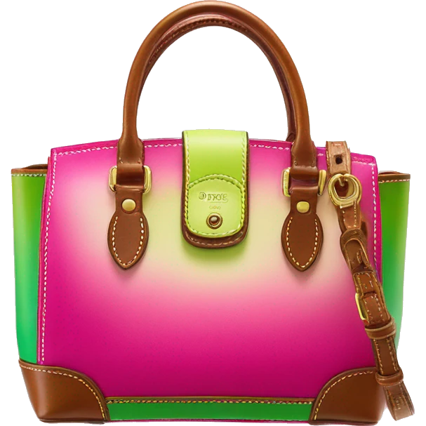 Realistic hot pink to lime green ombre Dooney and Bourke satchel purse without strap. emoji