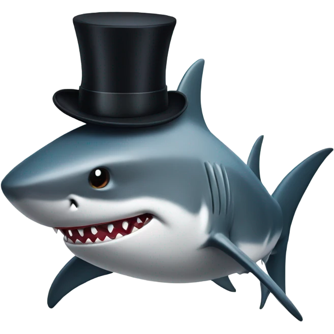 Shark with a top hat emoji