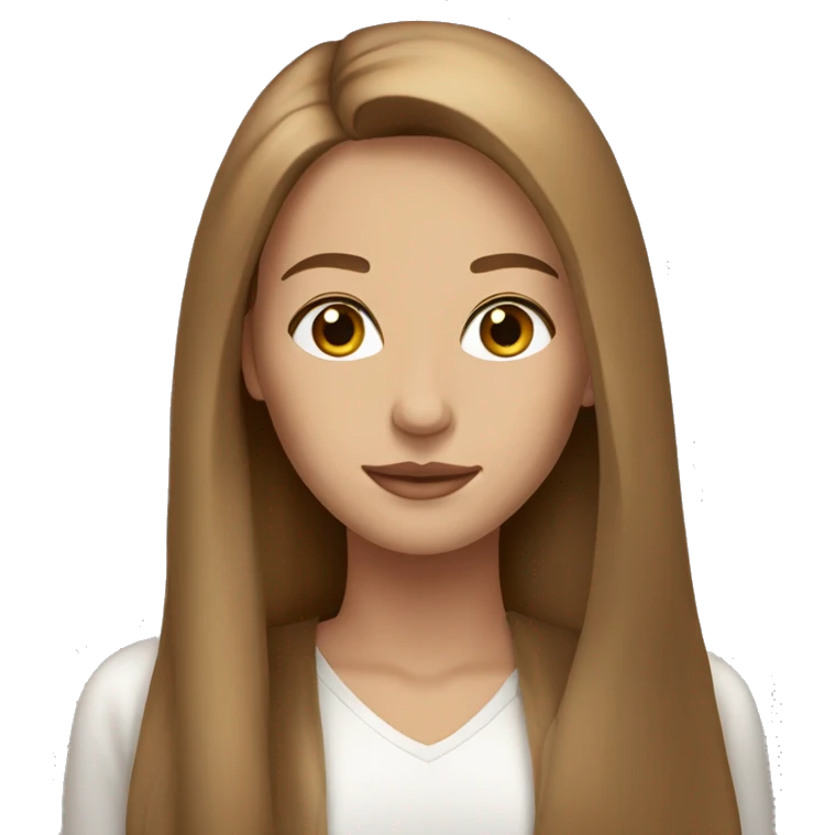 beautiful woman, straight long light brown hair, hazel eyes emoji