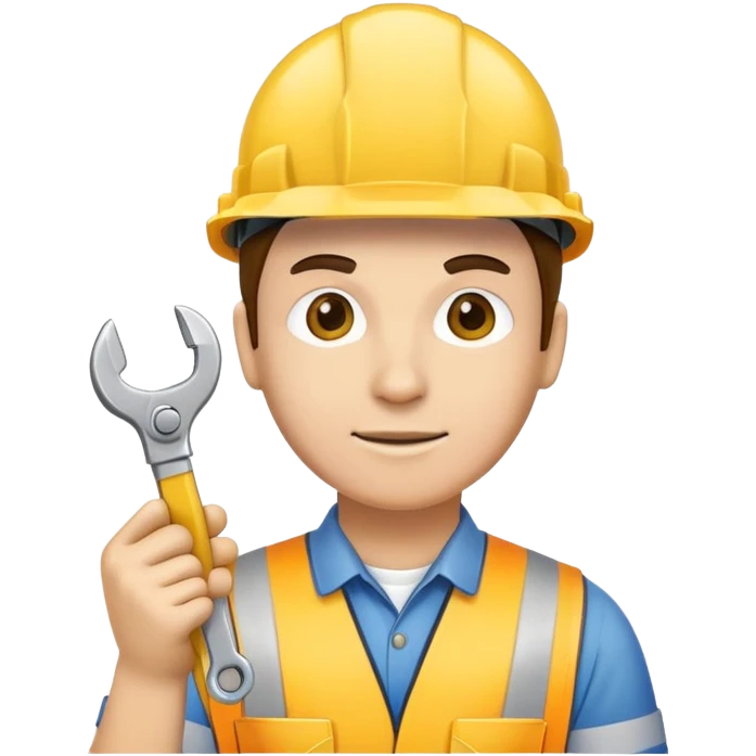 Заводчанин в желтой каске и гаечным ключом emoji