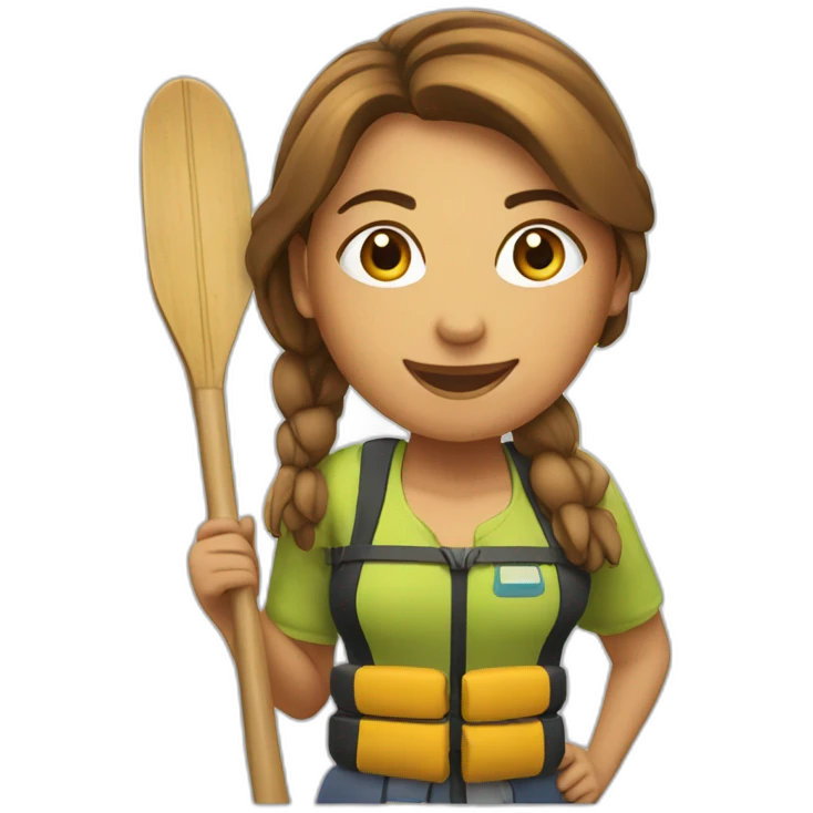 rafting girl posing with paddle emoji
