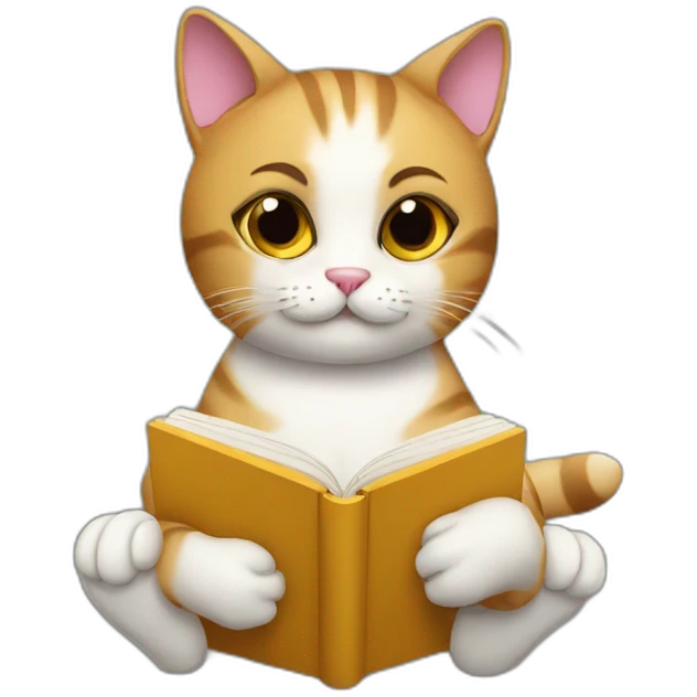Cat reading book emoji