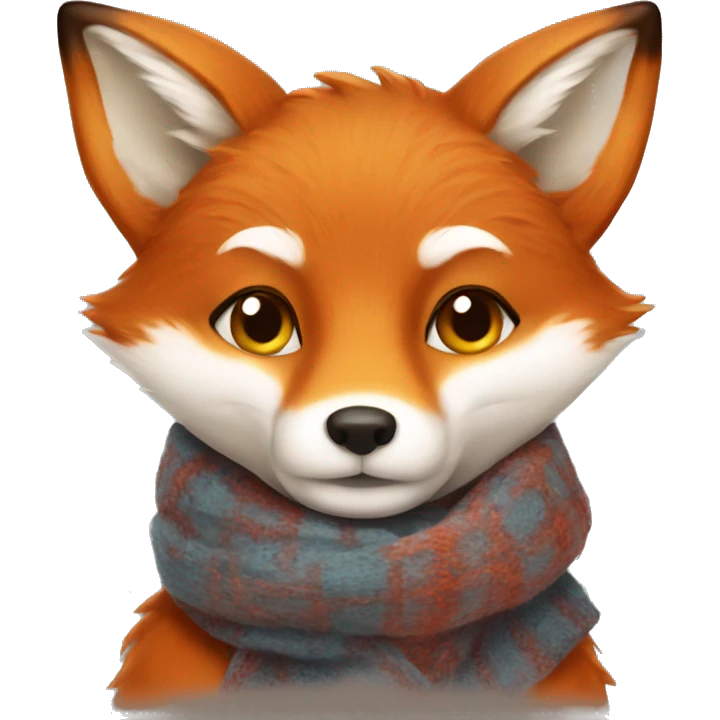 A fox in a scarf with hot tea in hands emoji