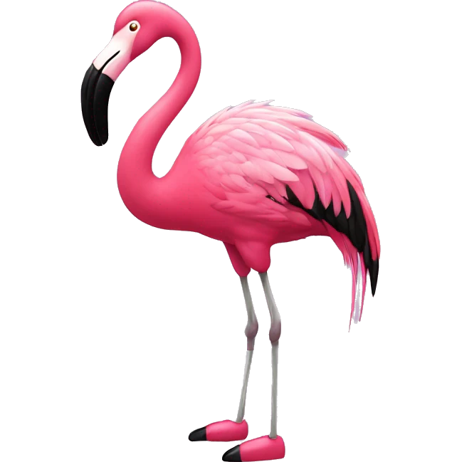 "A pink flamingo with tap-dancing shoes. emoji