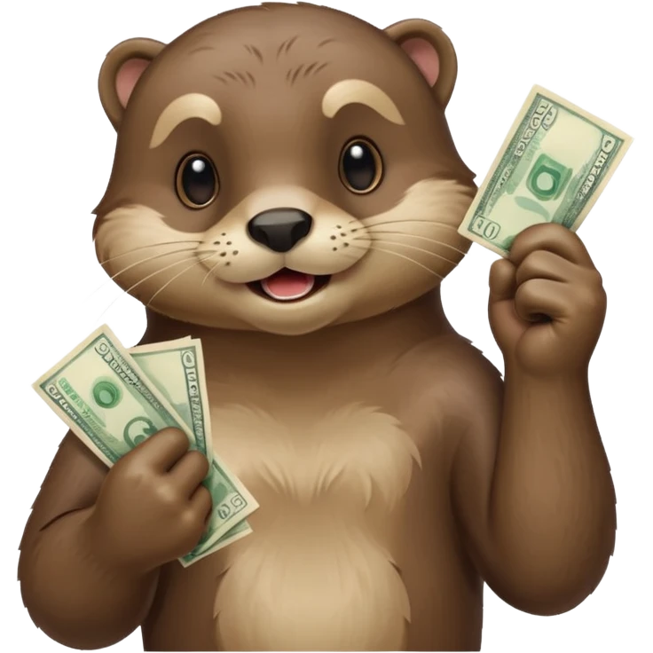 generate a take my money otter emoji, similarly to the futurama phlipp emoji. with philipp holding some banknotes in his fist high emoji