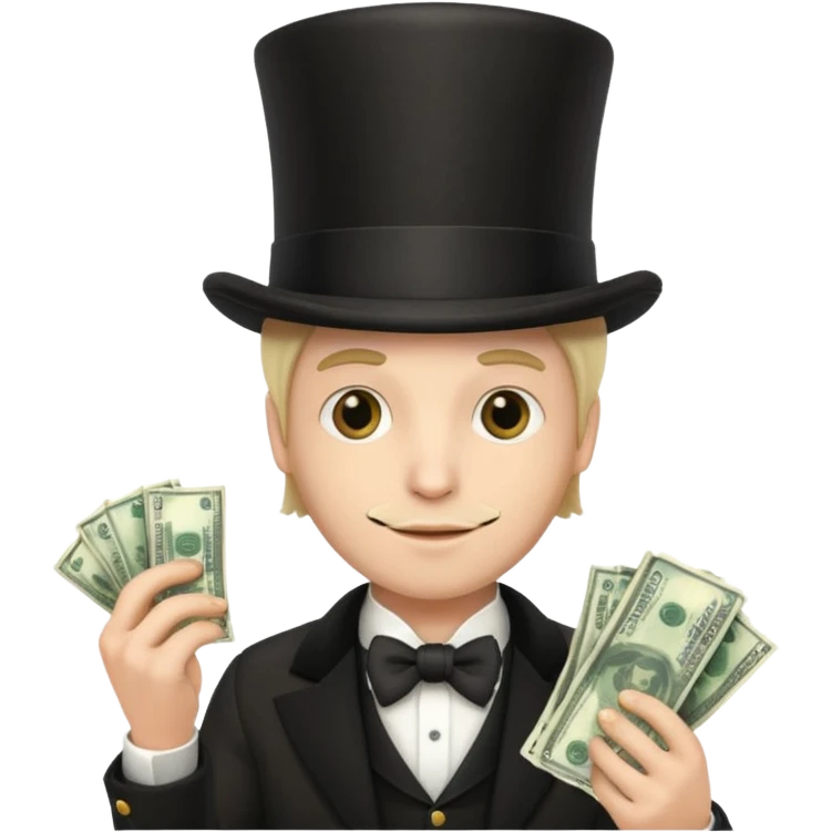 Man in top hat with money emoji