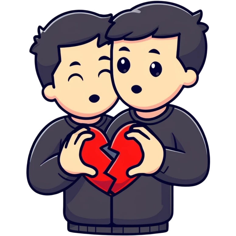 person making broken heart hands emoji