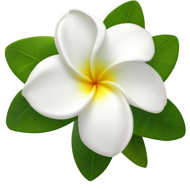 white plumeria with leaf emoji