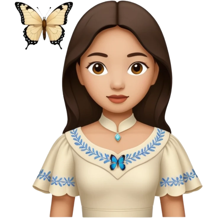 Filipino woman wearing a plain ivory filipiniana emoji