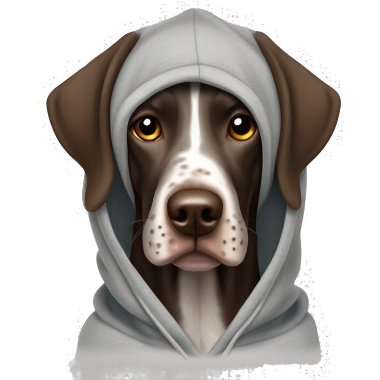 German Shorthaired pointer in a hoodie emoji