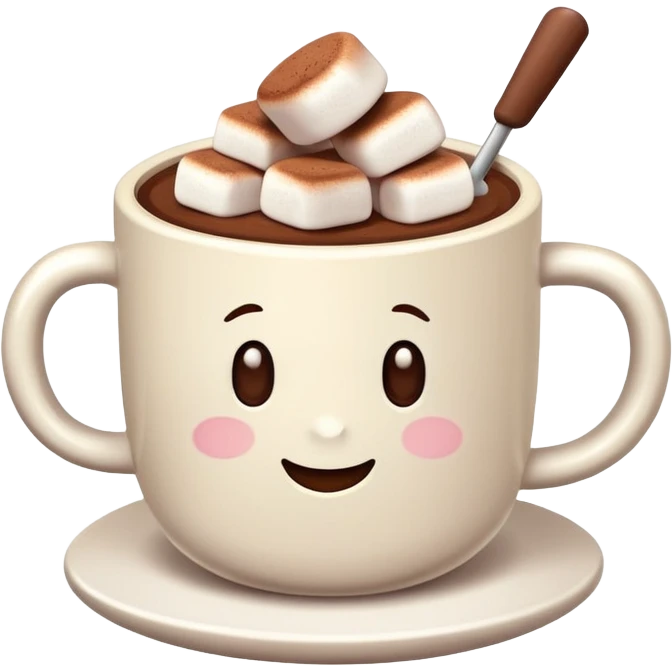 white cup with cocoa and marshmallows emoji