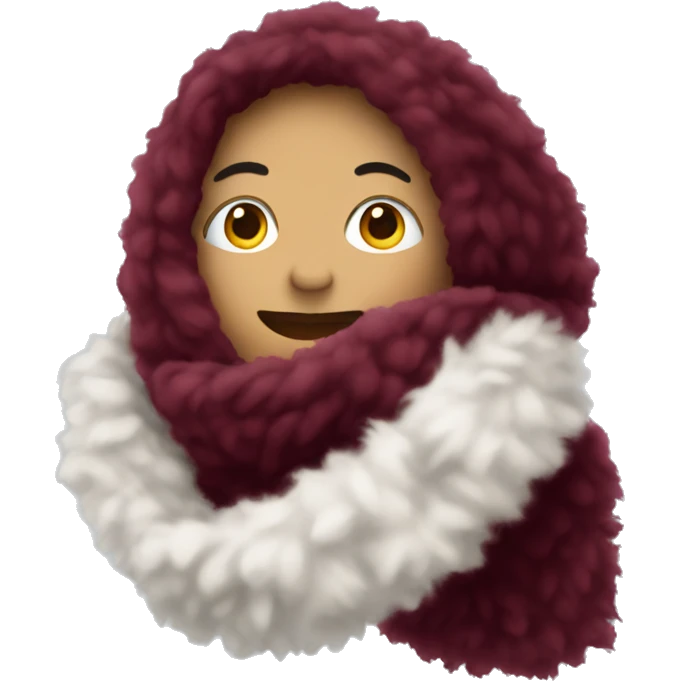 Burgundy fluffy scarf emoji