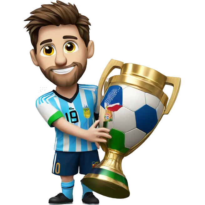 Leo messi with a world cup trophy emoji