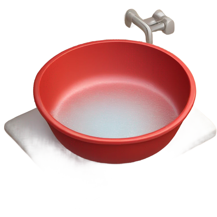 a red plastic round basin spilling out with water emoji