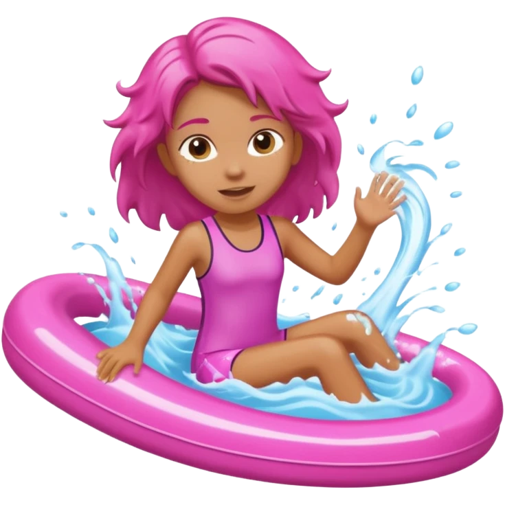 girl on a pink waterslide splashing water emoji