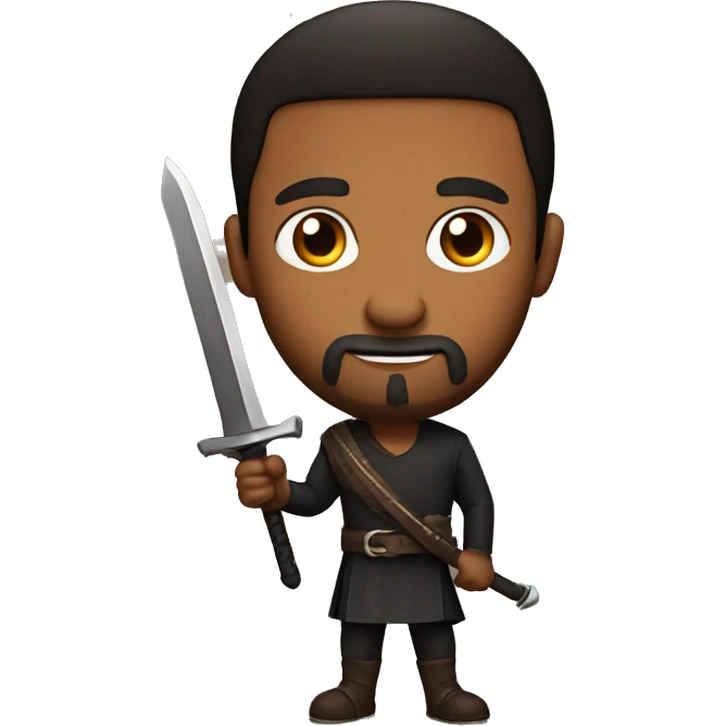 BROWN MAN WITH BEARD HOLDING A LONG BLACK THICK SWORD emoji