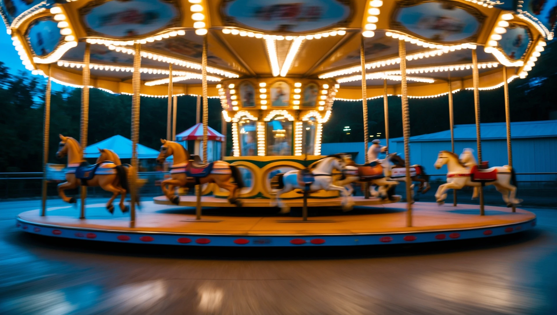 long exposure photo, a moving carousel at night emoji