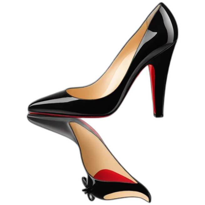 CHRISTIAN LOUBOUTIN UNE PLUME BLK PATENT WEDGE heel emoji