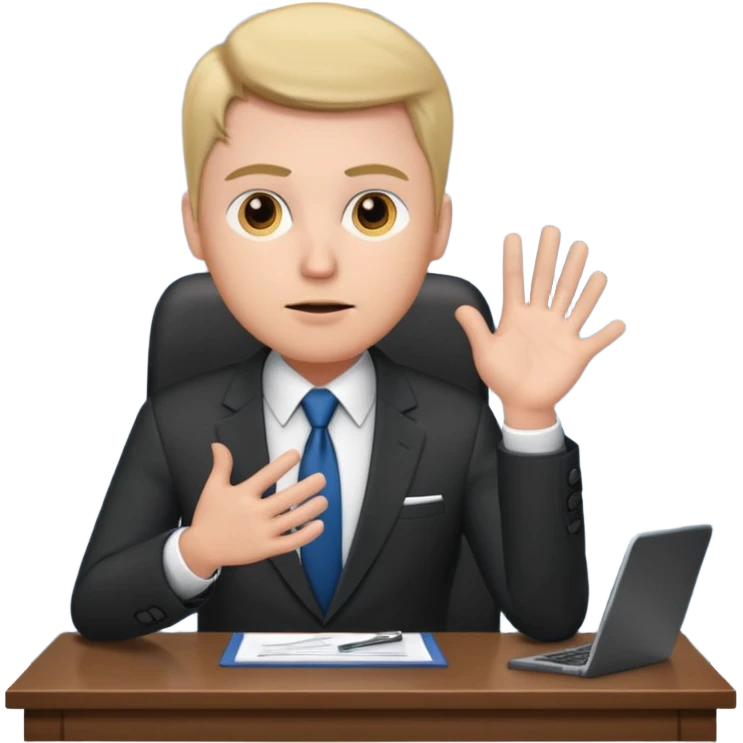 un recruteur qui pose une question à son bureau à un candidat emoji