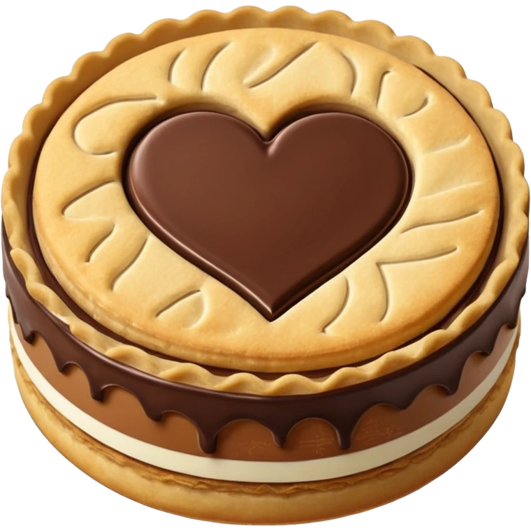 Il Nutella Biscuit è un biscotto rotondo, dorato, con bordo spesso e inciso. Al centro spicca un cuore di Nutella visibile, scuro e cremoso, incorniciato dalla frolla croccante. Elegante e invitante nella sua semplicità.
 emoji