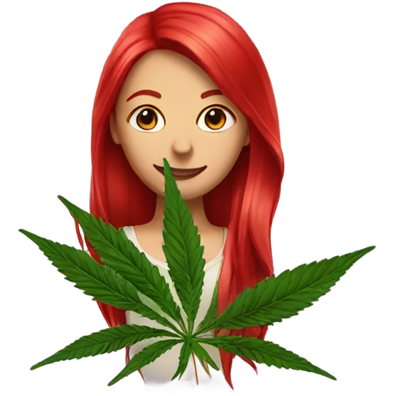 female blood red hair, beside marijuana plant  emoji