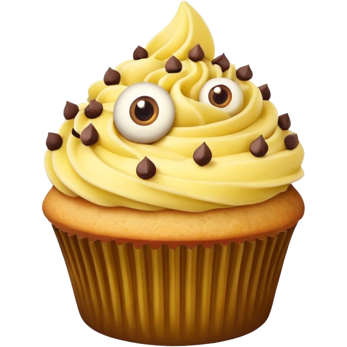 big mustached banana cupcake big eyes emoji