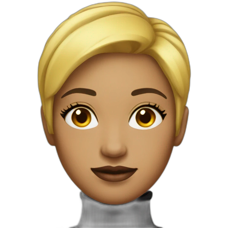 yellow skin beautiful woman with short hair wearing black turtleneck emoji