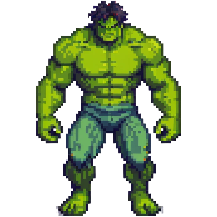 Bruce Banner to Hulk transformation, arcade game style animation frames emoji