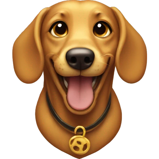 Creat a golden wiener dog smiling emoji