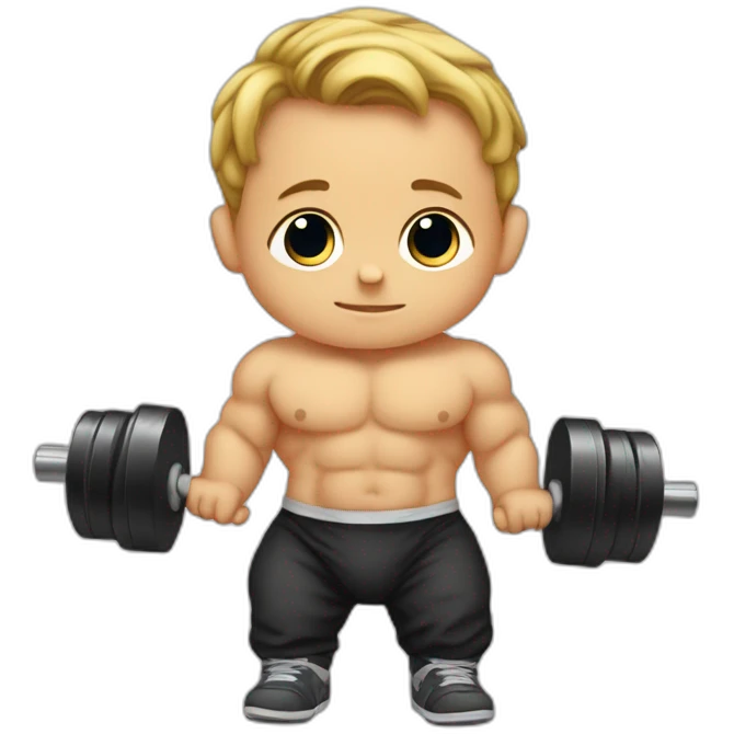 baby arnold schwarzeneger with weights emoji
