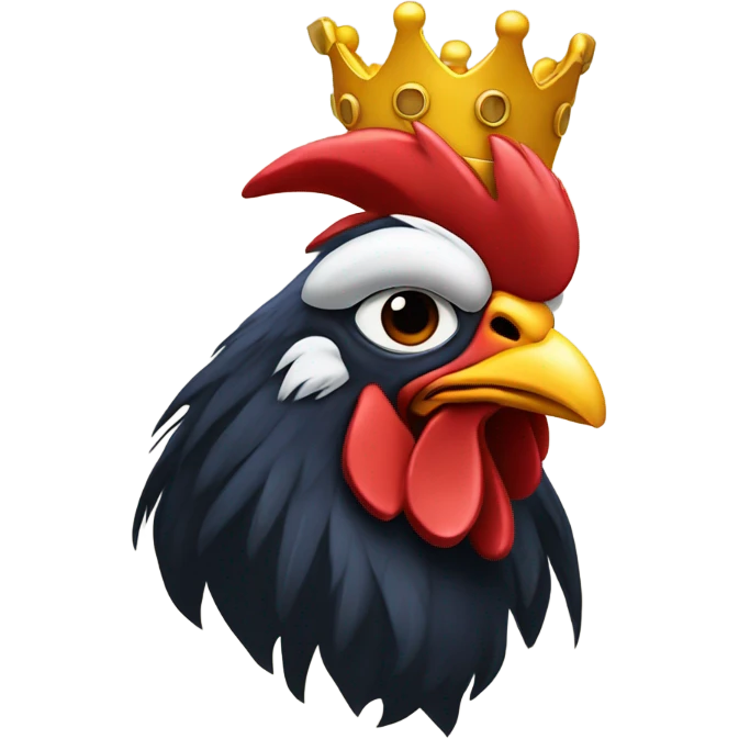 (crestless rooster) with a (king's crown) emoji