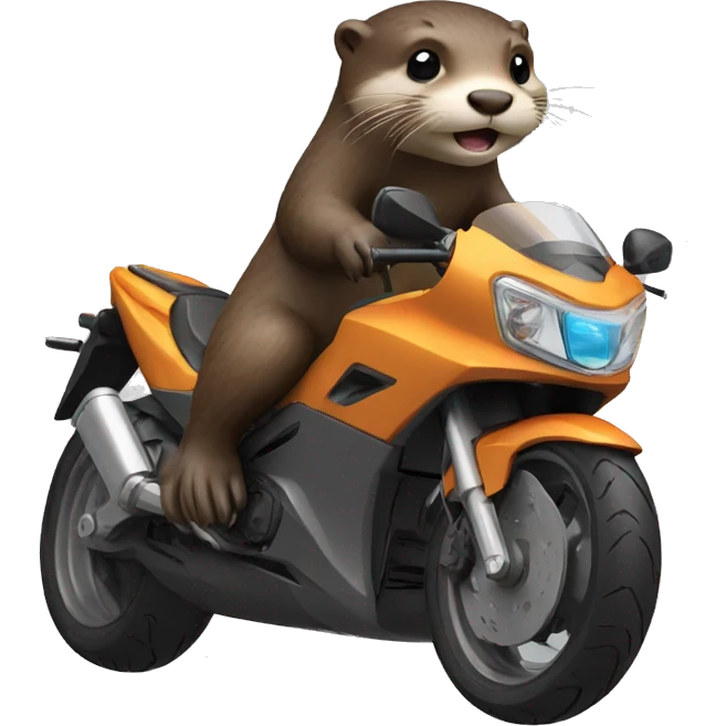 Otter who rides a Sport motorcycle from the side emoji