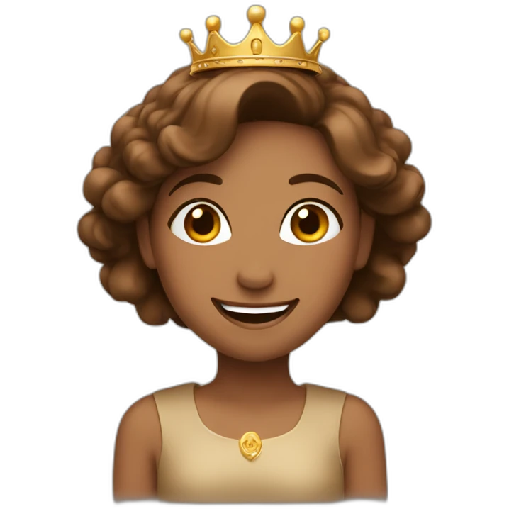happy girl in brown with crown  emoji