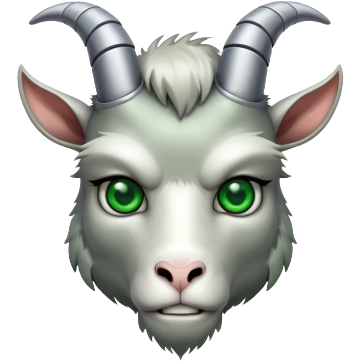 Terminator Goat with green eyes emoji
