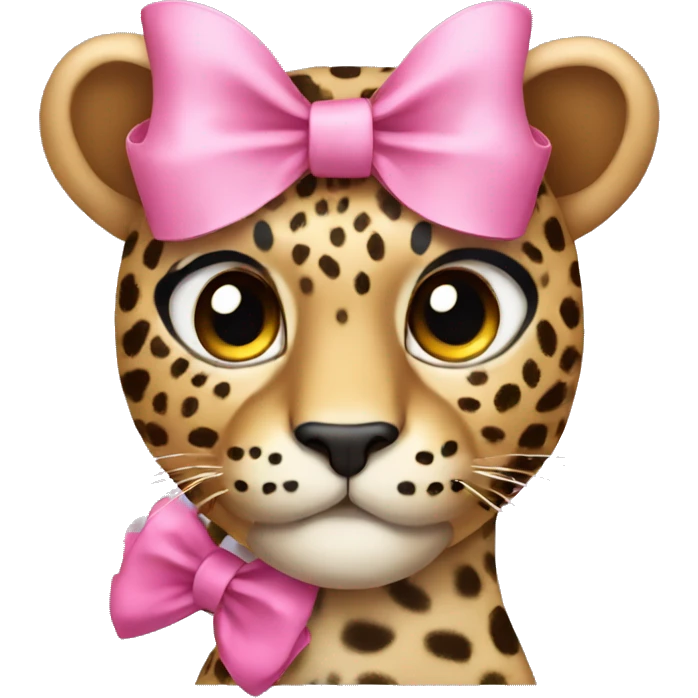 leopard wearing a pink bow emoji