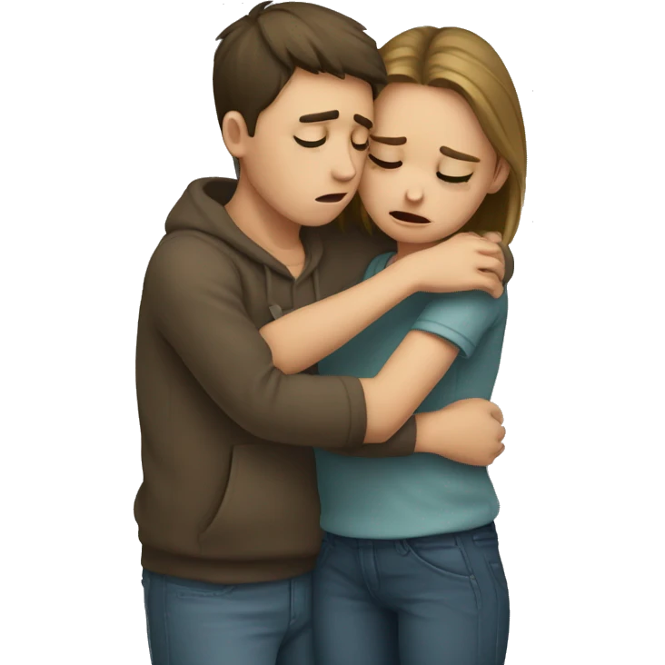  Boy crying and hugging girl emoji