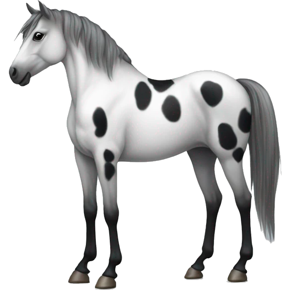 Horse with White body, grey and black little ombré spots standing up emoji