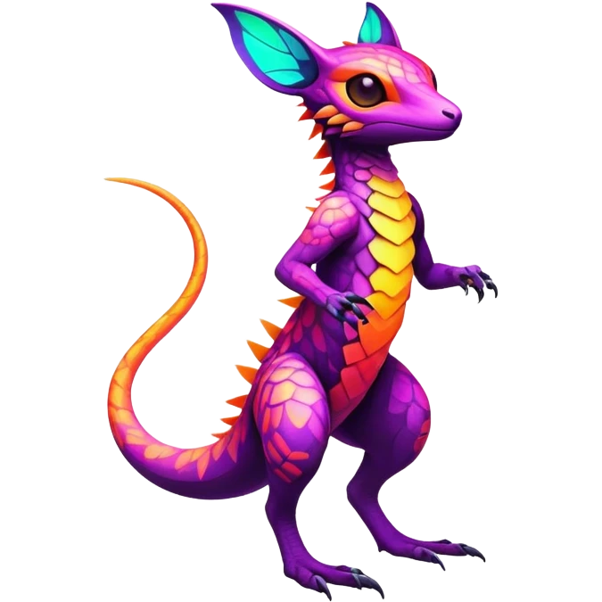 Exotic Tropical futuristic lush warm-colored neon-colored Fakémon-Trico-creature (full body) emoji
