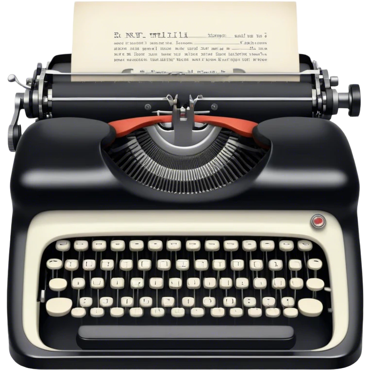 Create an emoji representing screenwriting. The design should feature an open script with visible dialogue and action lines, symbolizing the writing of a screenplay. Include a classic typewriter or a modern writing device, such as a laptop, to signify the process of creating a script. Add a movie camera next to the script to emphasize the cinematic aspect of screenwriting. Use a professional color palette with black, white, and subtle metallic tones. Do not include any emojis or smiley faces. Make the background transparent. emoji