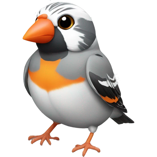Zebra finch with orange cheeks and grey body with black tail emoji