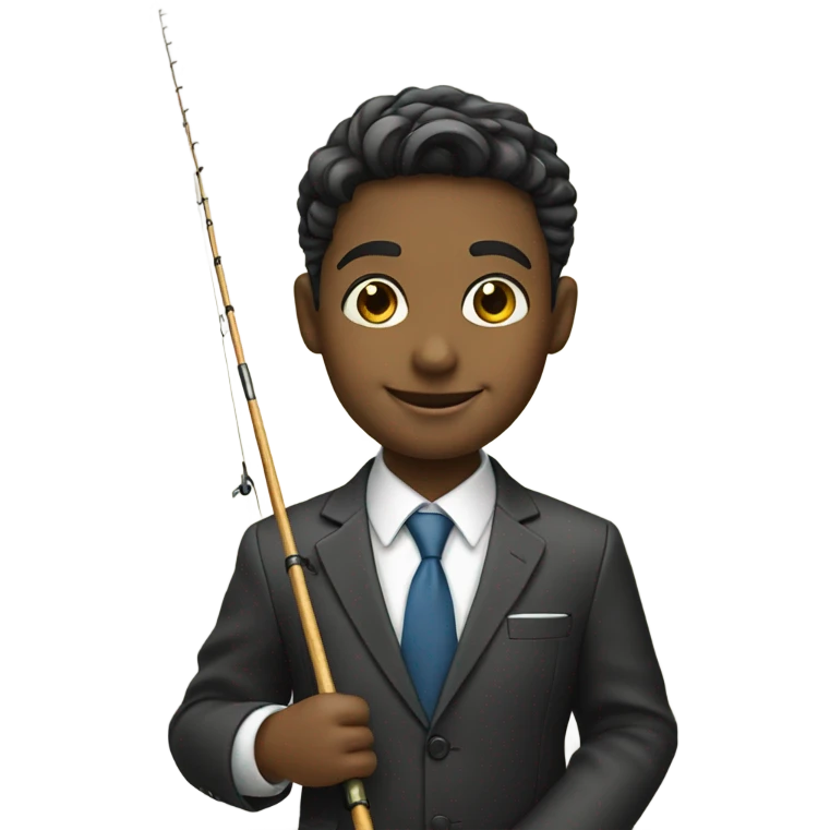 smiling boy in formal attire fishing  emoji