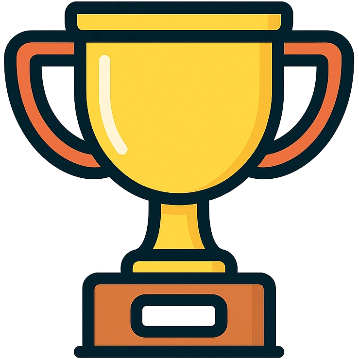 trophy icon with color outline and black outlines emoji