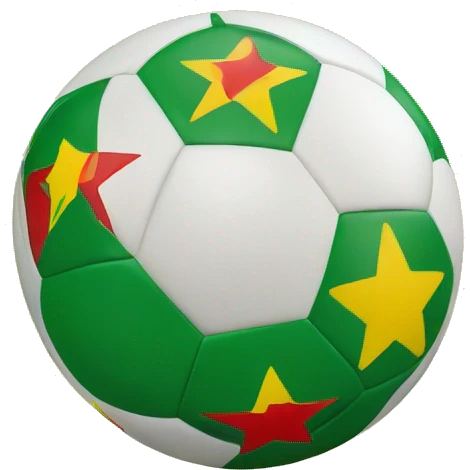 Soccer ball giant yellow with green/red stars emoji