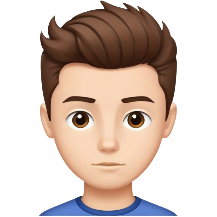 Menino branco com cabelo curto castanho topete emoji
