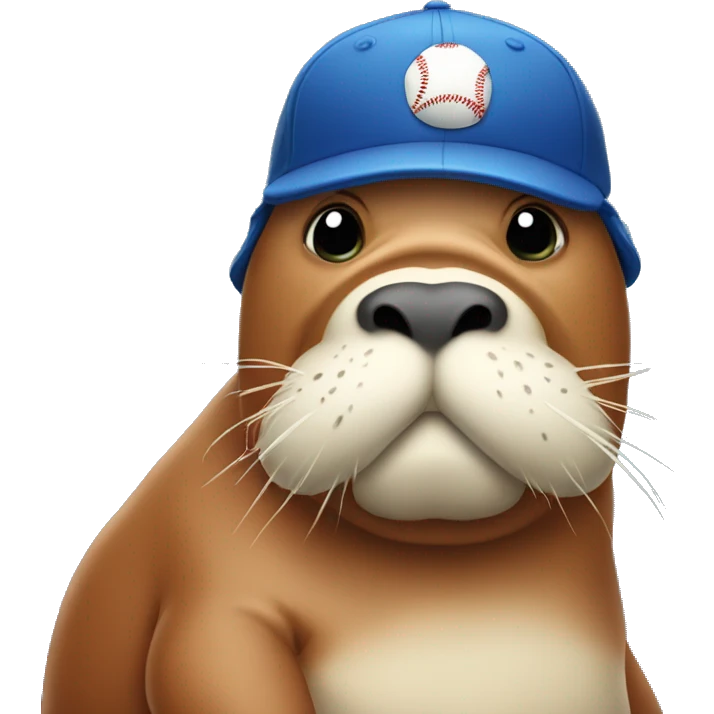 walrus with a baseball cap emoji