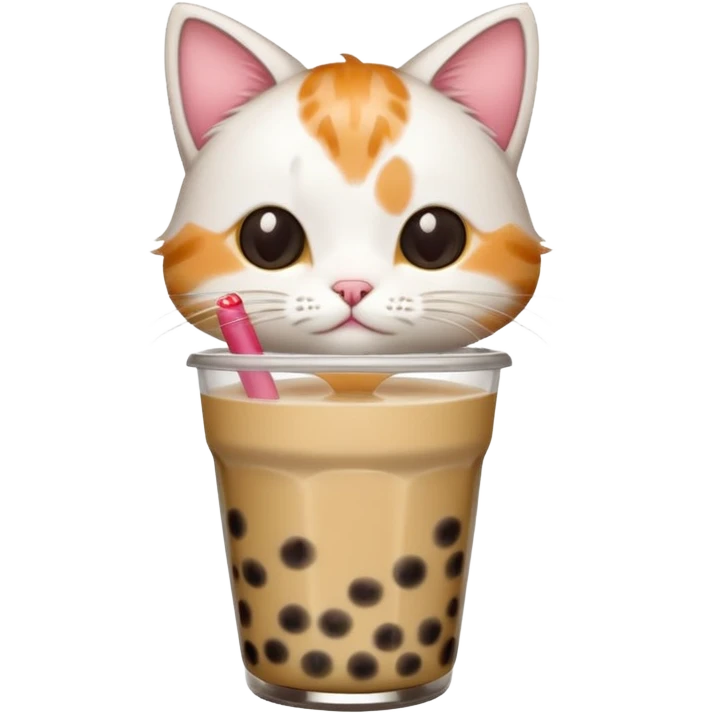 a cat with boba tea emoji