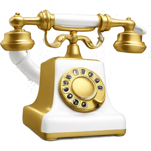 Retro telephone in Gold white  emoji