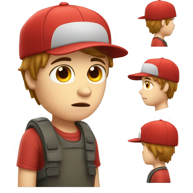 Sad boy with red cap, white skin  emoji
