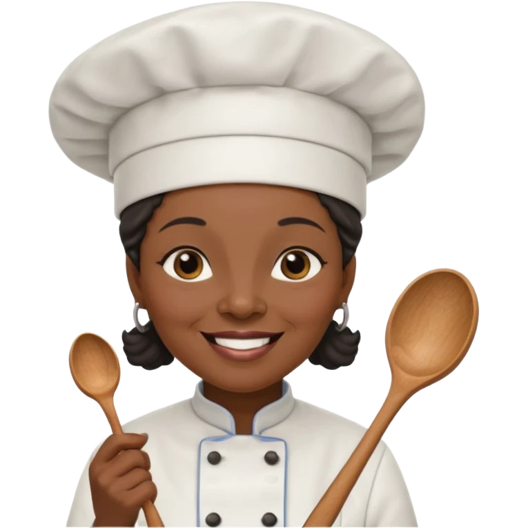 woman old  black chef with spoon emoji